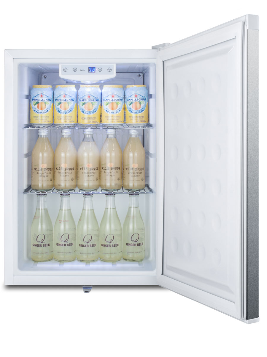 Commercial style countertop all-refrigerator in stainless steel with digital thermostat